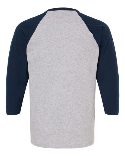 M&O Raglan Three-Quarter Sleeve Baseball T-Shirt 5540 #color_Sport Grey/ Navy