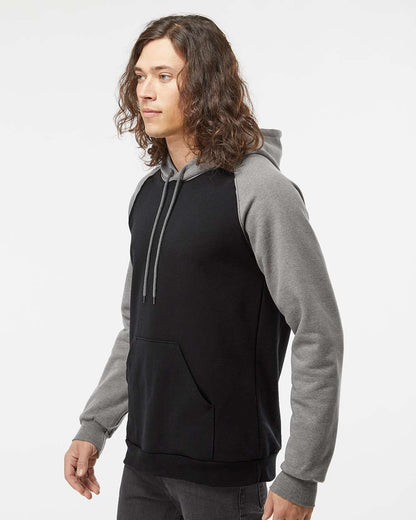 King Fashion Fleece Raglan Hooded Sweatshirt KF4042 #colormdl_Black/ Grey Heather