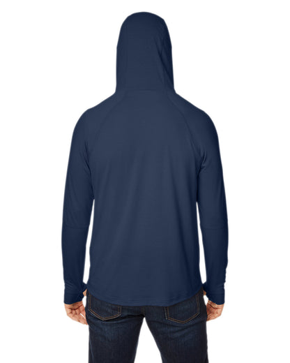 North End Unisex JAQ Stretch Performance Hooded T-Shirt NE105 #color_CLASSIC NAVY