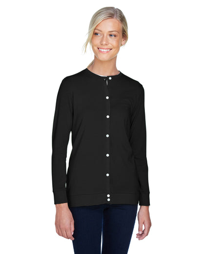 Devon & Jones Ladies' Perfect Fit™ Ribbon Cardigan DP181W #color_BLACK