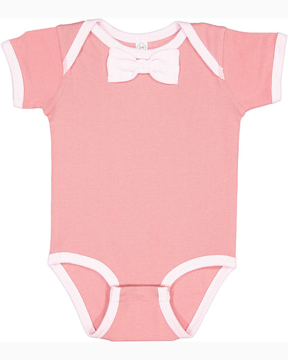 Rabbit Skins Infant Baby Rib Bow Tie Bodysuit RS4407 #color_MAUVELOUS / BLRNA