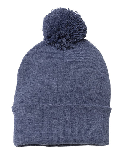 Sportsman 12" Pom-Pom Cuffed Beanie SP15 #color_Heather Navy