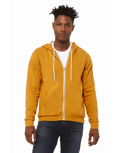 BELLA + CANVAS Unisex Sponge Fleece Full-Zip Hooded Sweatshirt 3739 #color_HEATHER MUSTARD