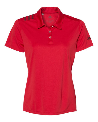 Adidas Women's 3-Stripes Shoulder Polo A325 #color_Collegiate Red/ Black