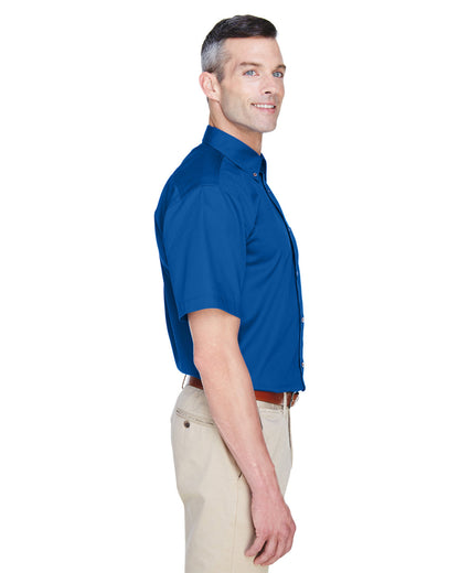 Harriton Men's Easy Blend™ Short-Sleeve Twill Shirt with Stain-Release M500S #color_FRENCH BLUE