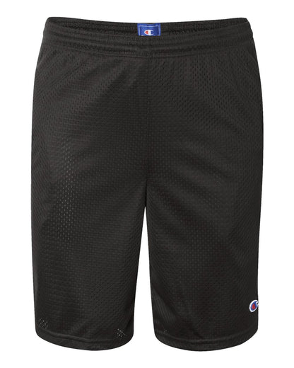 Champion Polyester Mesh 9" Shorts with Pockets S162 #color_Black