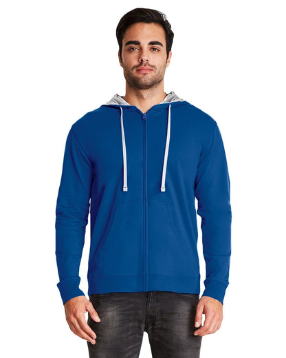 Next Level Apparel Adult Laguna French Terry Full-Zip Hooded Sweatshirt 9601 #color_ROYAL / HTHR GRAY