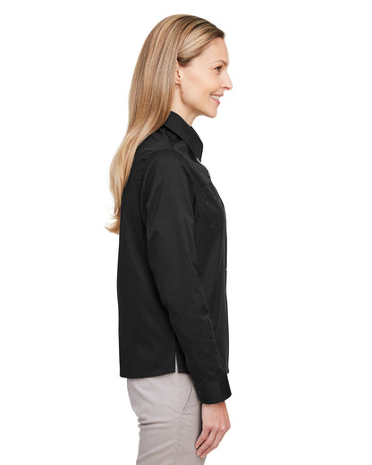 Harriton Ladies' Advantage IL Long-Sleeve Workshirt M585LW #color_BLACK