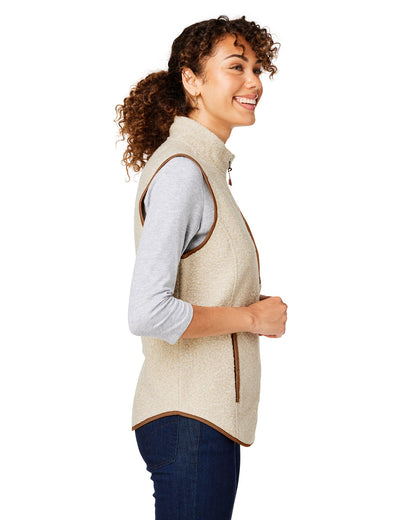 North End Ladies' Aura Sweater Fleece Vest NE714W #color_OATML HTHR / TEAK