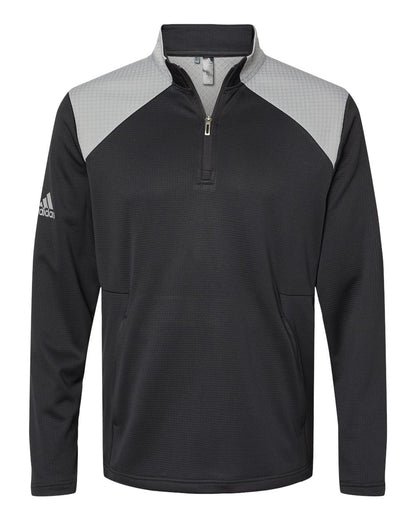 Adidas Textured Mixed Media Quarter-Zip Pullover A532 #color_Black/ Grey Three