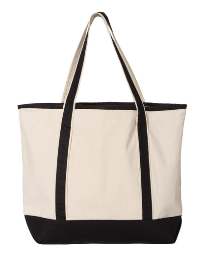 Q-Tees 34.6L Large Canvas Deluxe Tote Q1500 #color_Natural/ Black