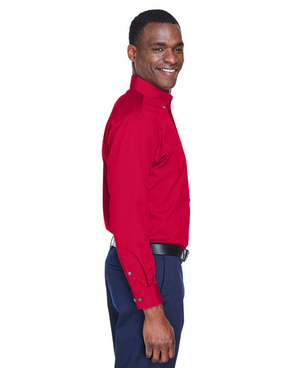 Harriton Men's Easy Blend™ Long-Sleeve Twill Shirt with Stain-Release M500 #color_RED