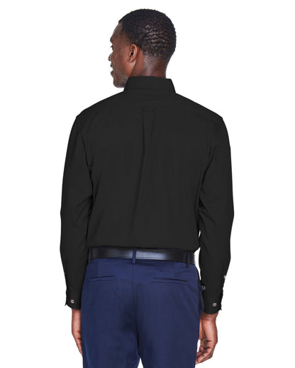 Harriton Men's Easy Blend™ Long-Sleeve Twill Shirt with Stain-Release M500 #color_BLACK