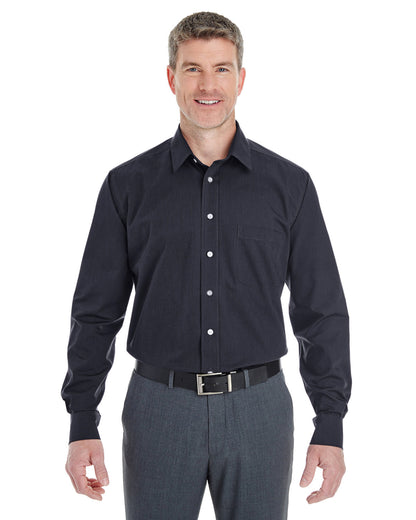 Devon & Jones Men's Crown Collection® Striped Woven Shirt DG534 #color_BLACK / GRAPHITE