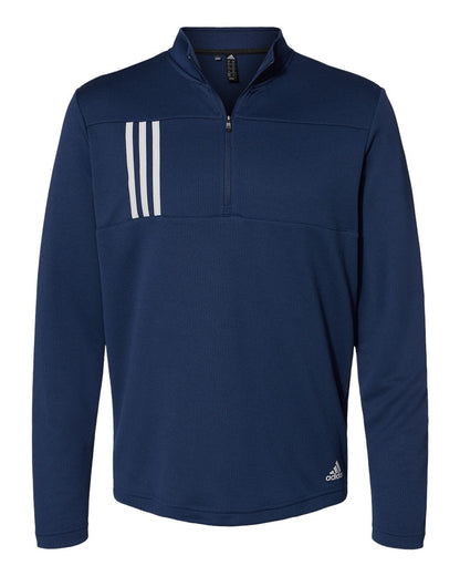 Adidas 3-Stripes Double Knit Quarter-Zip Pullover A482 #color_Team Navy Blue/ Grey Two