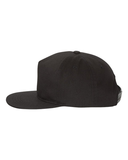 YP Classics Lightly-Structured Five-Panel Snapback Cap 6502 #color_Black