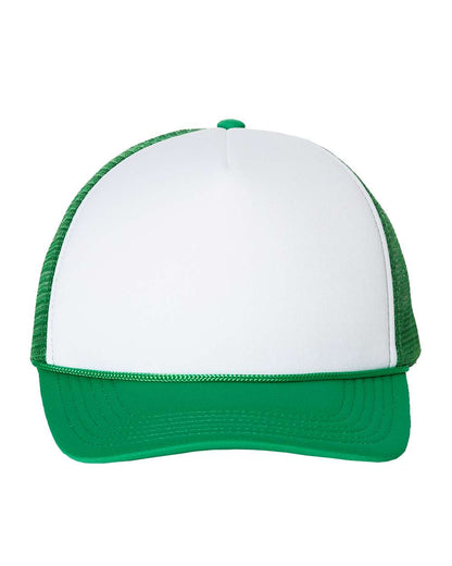 Valucap Foam Mesh-Back Trucker Cap VC700 #color_White/ Kelly