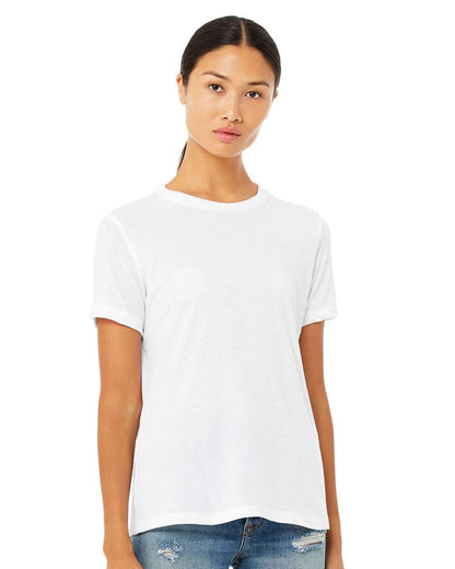 BELLA + CANVAS Women’s Relaxed Fit Heather CVC Tee 6400CVC #color_Solid White Blend