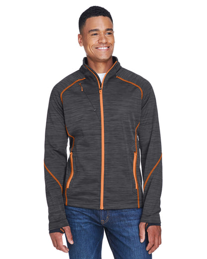North End Men's Flux Mélange Bonded Fleece Jacket 88697 #color_CRBN / ORNG SODA