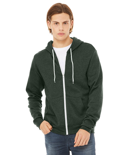 BELLA + CANVAS Unisex Sponge Fleece Full-Zip Hooded Sweatshirt 3739 #color_HEATHER FOREST
