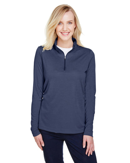 Team 365 Ladies' Zone Sonic Heather Performance Quarter-Zip TT31HW #color_SP DRK NVY HTH