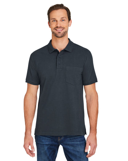 Harriton Men's Valiant Cotton Snag Protect Pocket Polo M205P #color_DARK CHARCOAL