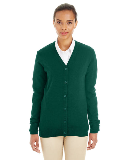 Harriton Ladies' Pilbloc™ V-Neck Button Cardigan Sweater M425W #color_HUNTER