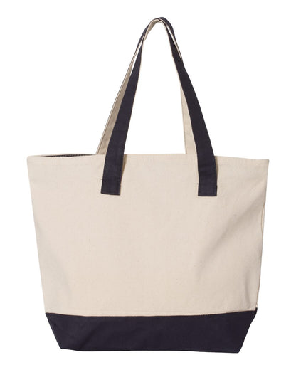 Q-Tees 19L Zippered Tote Q1300 #color_Natural/ Navy