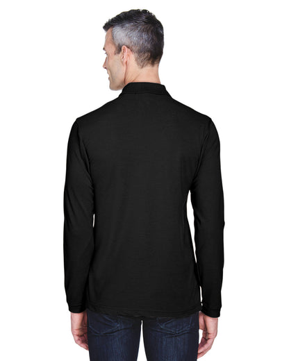 Harriton Men's Easy Blend™ Long-Sleeve Polo M265L #color_BLACK