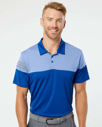 Adidas Heathered 3-Stripes Colorblocked Polo A213 #colormdl_Collegiate Royal