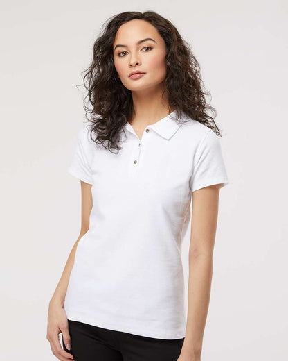 M&O Women's Ringspun Pique Polo 7600 #colormdl_White