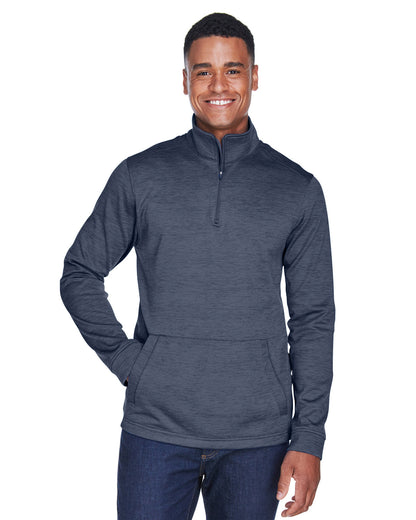 Devon & Jones Men's Newbury Mélange Fleece Quarter-Zip DG798 #color_NAVY HEATHER