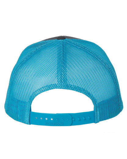 Richardson Snapback Trucker Cap 112 #color_Charcoal/ Neon Blue