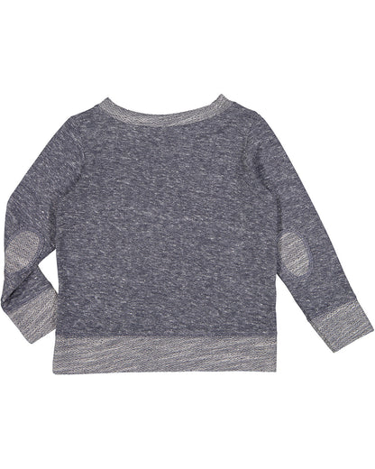 Rabbit Skins Toddler Harborside Melange French Terry Crewneck with Elbow Patches RS3379 #color_NAVY MELANGE