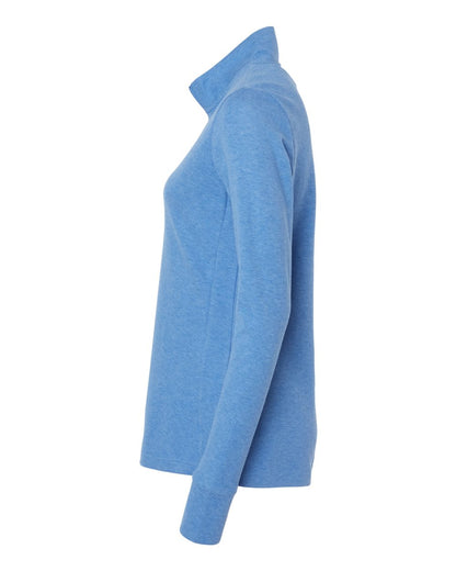 Adidas Women's 3-Stripes Quarter-Zip Sweater A555 #color_Focus Blue Melange