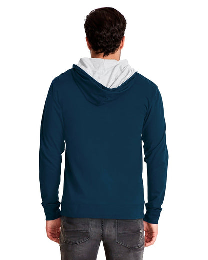 Next Level Apparel Adult Laguna French Terry Full-Zip Hooded Sweatshirt 9601 #color_MID NVY / HTH GRY