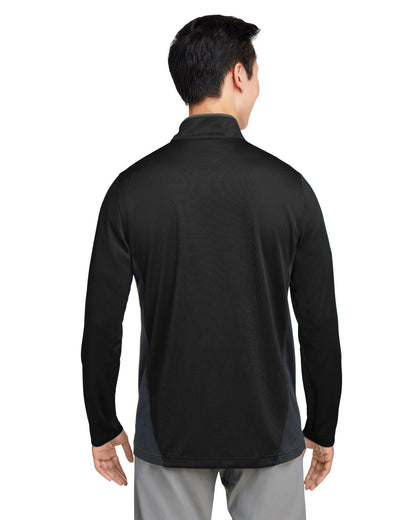 Harriton Men's Flash Snag Protection Plus IL Colorblock Quarter-Zip M786 #color_BLACK / DK CHRCL