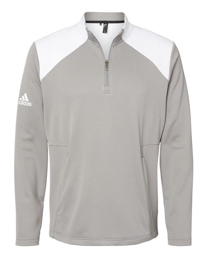 Adidas Textured Mixed Media Quarter-Zip Pullover A532 #color_Grey Three/ White