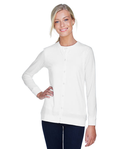 Devon & Jones Ladies' Perfect Fit™ Ribbon Cardigan DP181W #color_WHITE