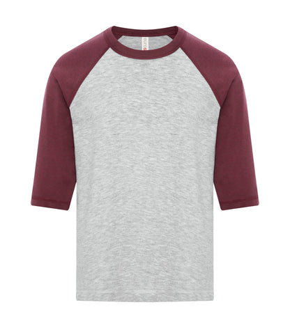 Atc Eurospun Ring Spun Baseball Yth Tee ATC0822Y #color_Athletic Grey/Cardinal Heather