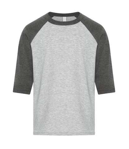 Atc Eurospun Ring Spun Baseball Yth Tee ATC0822Y #color_Athletic Grey/Charcoal Heather