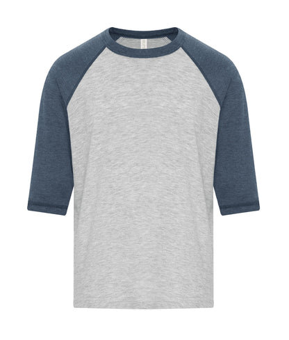 Atc Eurospun Ring Spun Baseball Yth Tee ATC0822Y #color_Athletic Grey/Navy Heather