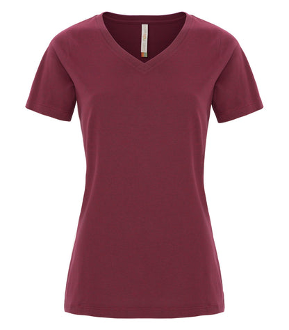 Atc Eurospun Ring Spun V-Neck Lds' Tee ATC8001L #color_Cardinal Heather