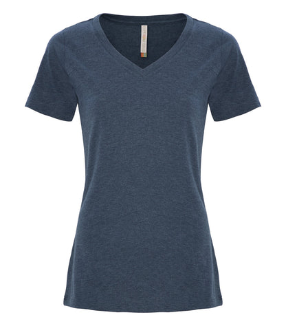 Atc Eurospun Ring Spun V-Neck Lds' Tee ATC8001L #color_Navy Heather