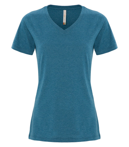 Atc Eurospun Ring Spun V-Neck Lds' Tee ATC8001L #color_Teal Heather