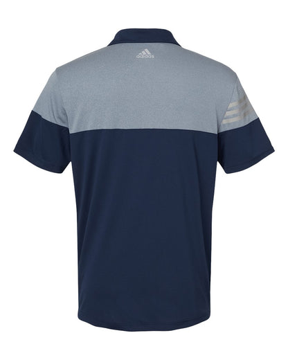 Adidas Heathered 3-Stripes Colorblocked Polo A213 #color_Collegiate Navy/ Mid Grey