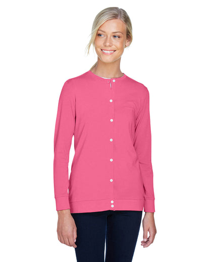 Devon & Jones Ladies' Perfect Fit™ Ribbon Cardigan DP181W #color_CHARITY PINK