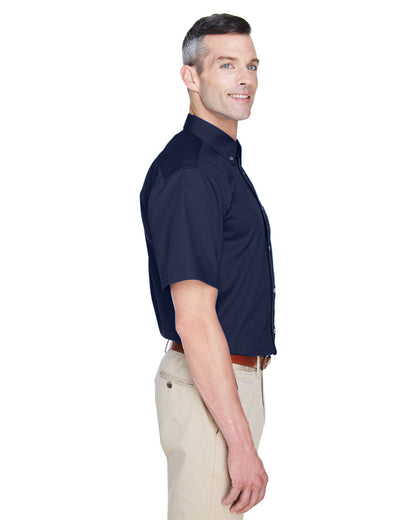 Harriton Men's Easy Blend™ Short-Sleeve Twill Shirt with Stain-Release M500S #color_NAVY