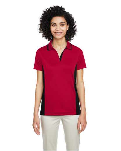 Harriton Ladies' Flash Snag Protection Plus IL Colorblock Polo M386W #color_RED / BLACK