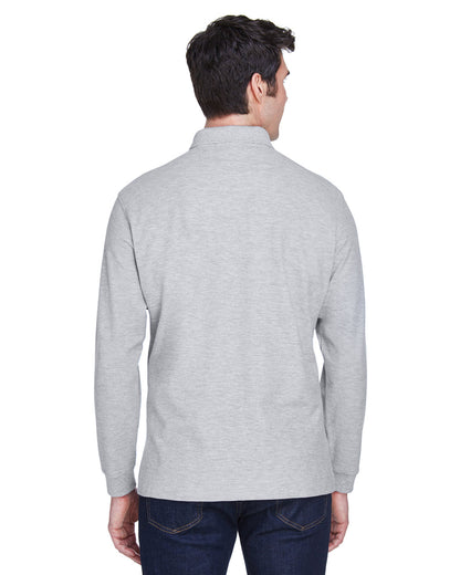 Devon & Jones Men's Pima Piqué Long-Sleeve Polo D110 #color_GREY HEATHER
